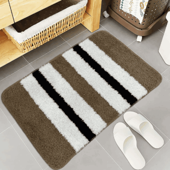 3-Color Anti-Skid Doormat – Light Camel, Black & White | 1000 GSM Bathmat