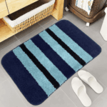 3-Color Anti-Skid Doormat | 1000 GSM Bathmat – Navy Blue, Black & Aqua