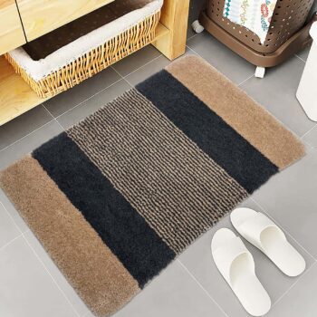 Strips Mix Anti-Skid Doormat/Bathmat – Beige & Grey – 1800 GSM (60x40 cm)