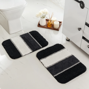 TRIS Soft Thick Microfiber Anti-Skid Bath Mats |Water Absorbing Mat | Washable Quick Drying Footmat | Home, Bathroom, Bedroom, Kitchen | Stripe Floor Mat
