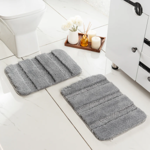 GIA Stripe Soft Microfiber Non Slip Thick Fluffy Soft Bath Mats |Water Absorbing Mat | Washable Quick Drying Foot mat | Home, Bathroom, Bedroom, Kitchen | Floor Mat